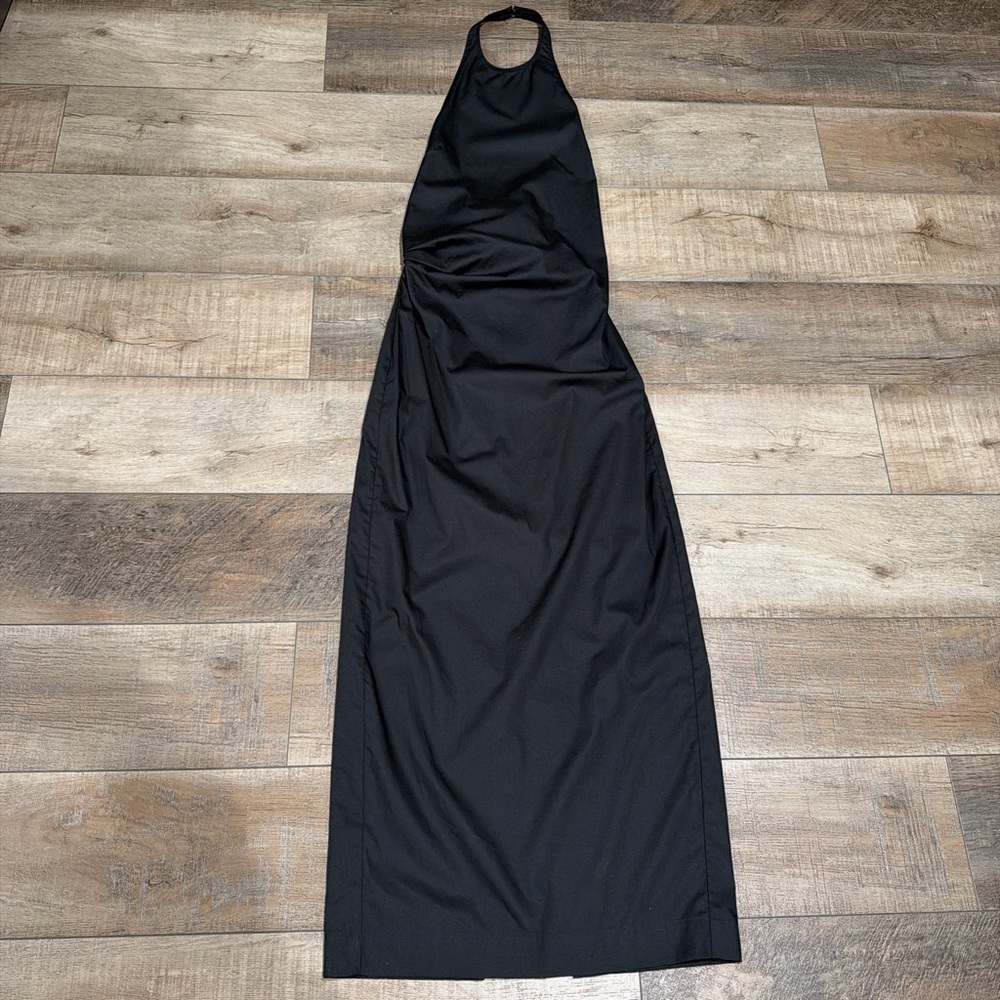 Enza Costa poplin halter dress in black - Picture 3 of 6